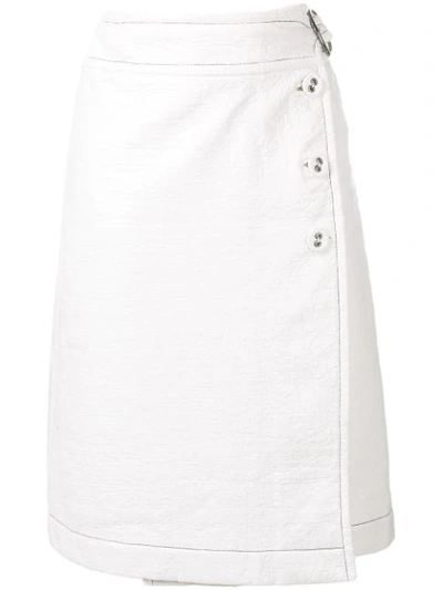 Marni Coated Cotton-blend Tweed Wrap Skirt In White