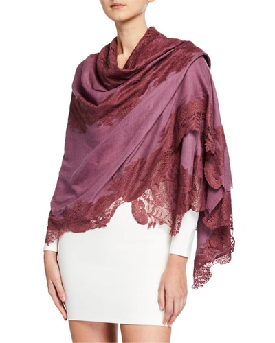 Bindya Accessories Lace Applique Shawl In Purple