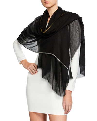 Bindya Accessories Wool Shiny Stripe Stole In Black