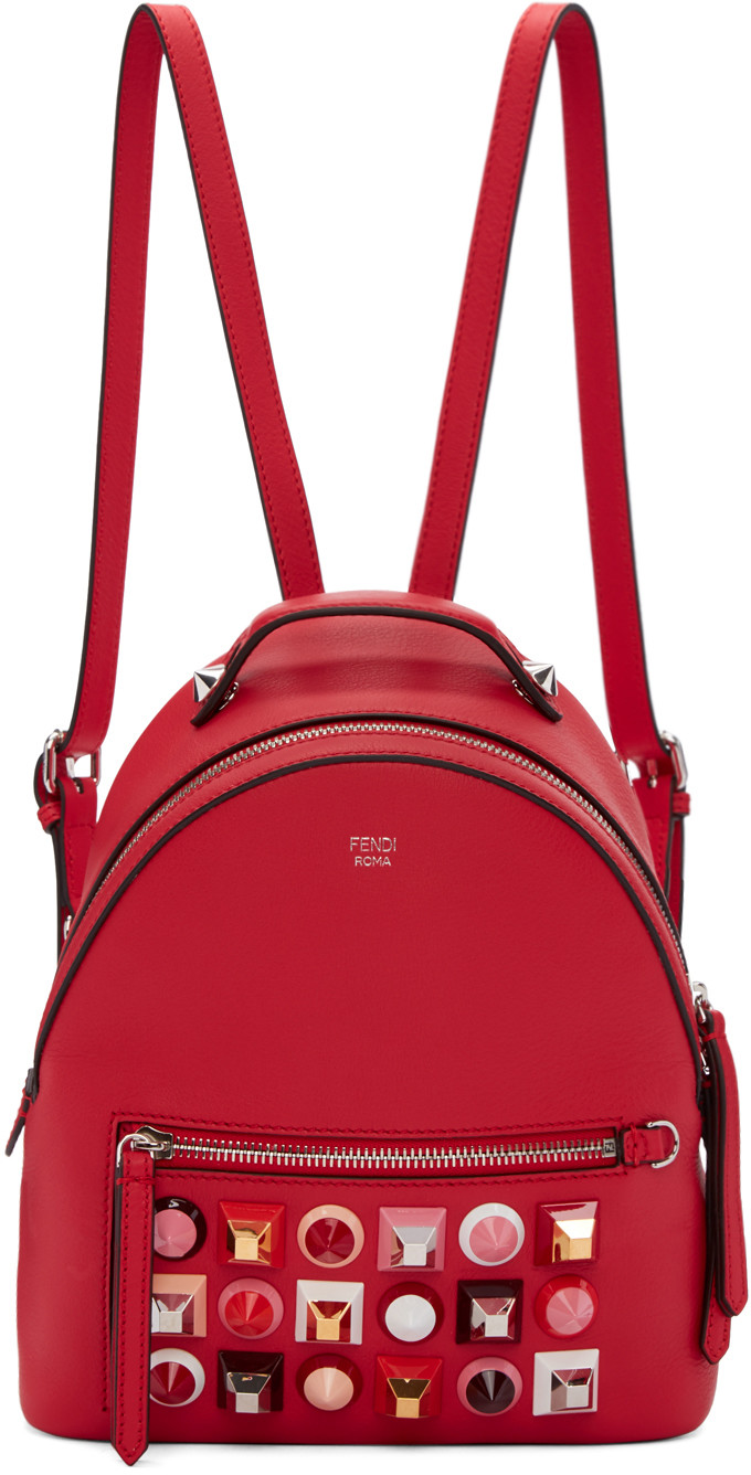 Fendi Red Mini Studded Backpack | ModeSens