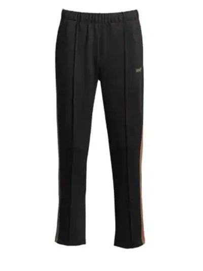 Ovadia & Sons Men's Leopard-patch Track Pants In Black Brown