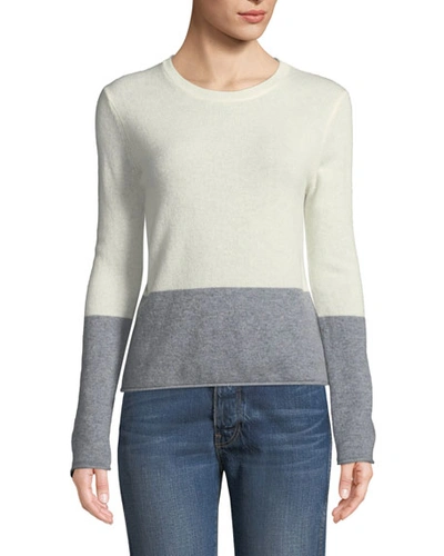 Velvet Rozalie Colorblock Cashmere Pullover Sweater In Gray