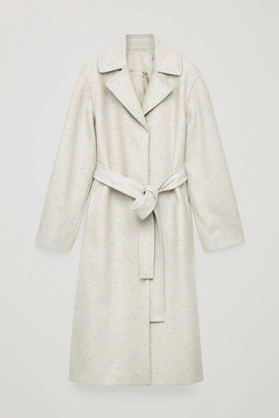 Cos Speckled Wool Trench Coat In Beige