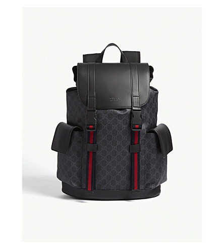 Gucci Gg Supreme And Leather Backpack In Black Black | ModeSens