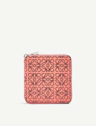 Loewe Square Anagram Leather Zip Wallet In Pink Tulip/black