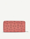 Loewe Anagram Embossed Logo Leather Wallet In Pink Tulip/black