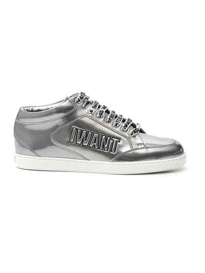 Jimmy Choo Edina Metallic Sneakers In Silver Black|argento