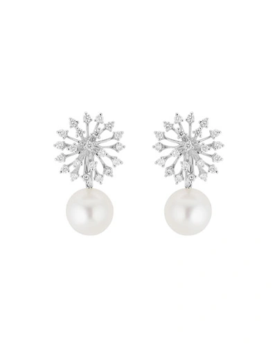 Hueb Luminus 18k White Gold Diamond & Pearl Drop Earrings