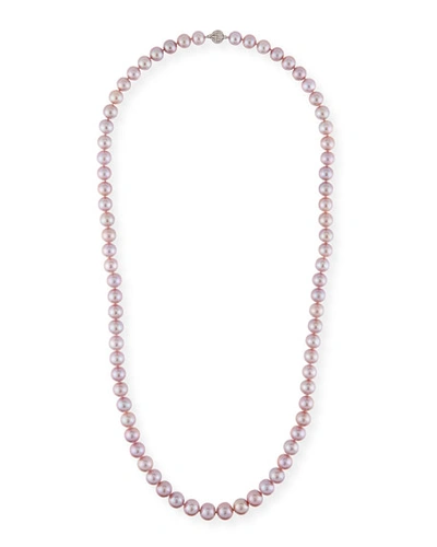 Belpearl Long Kasumiga Pearls Necklace W/ 18k White Gold, Pink
