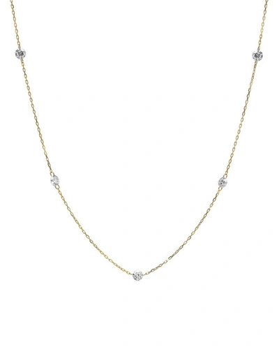 Nicha Jewelry 5-floating Diamond Station Necklace W/ 18k Gold