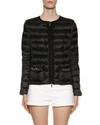 Moncler Cristalline Embellished-pocket Puffer Jacket In Black