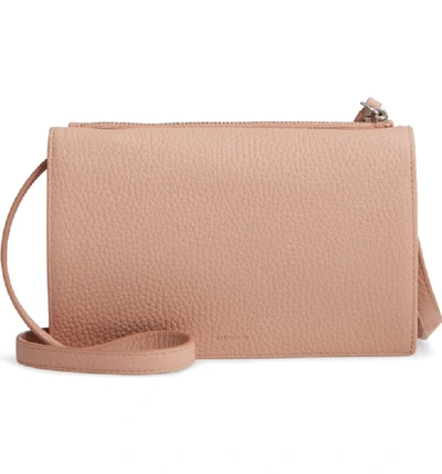 Allsaints Fetch Large Leather Chain Wallet Crossbody In Nude Pink