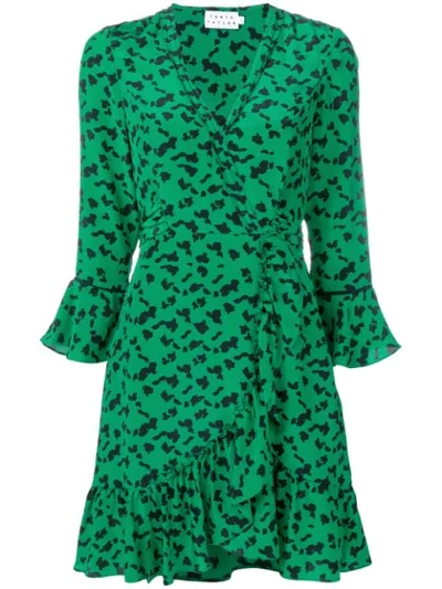Tanya Taylor Nomi Printed Long-sleeve Silk Short Dress In Green