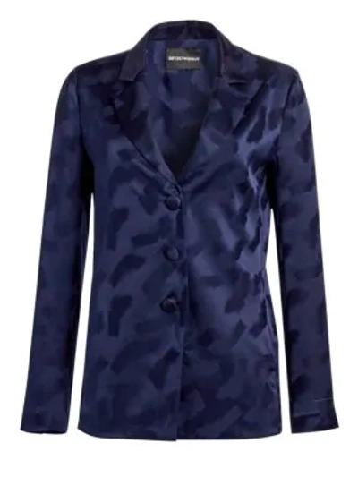 Emporio Armani Twilight Brushstroke Jacquard Crisscross-back Blazer In Purple Multi