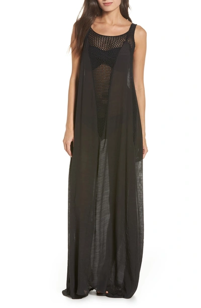 Elan Crochet Inset Cover-up Maxi Dress In Black | ModeSens