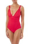 Melissa Odabash Panarea V-neck One-piece Swimsuit In Red