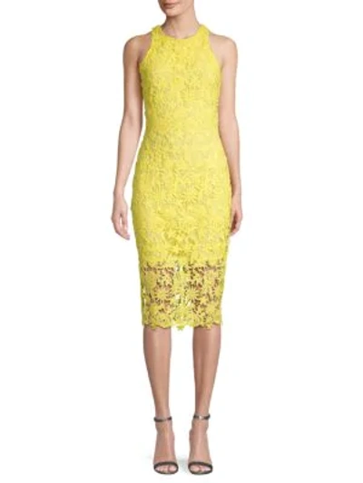Alexia Admor Floral Lace Midi Dress In Lemon Yellow