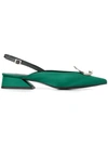 Yuul Yie 30mm Zizi Satin Sling Back Pumps In Green