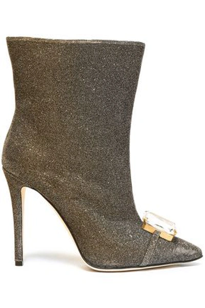 Marco De Vincenzo Embellished Iridescent Lamé Ankle Boots In Gold