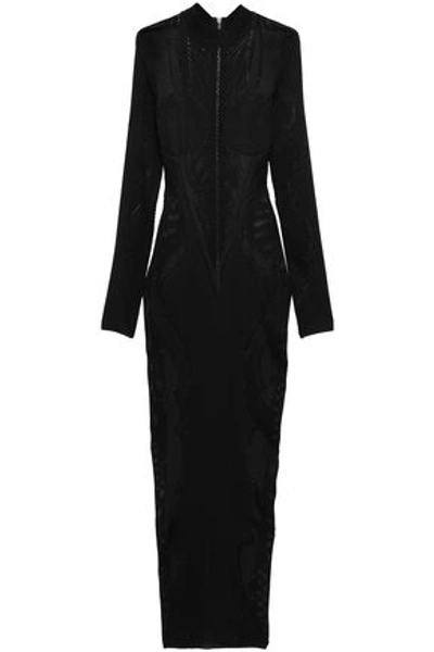 Balmain Woman Pointelle-knit Gown Black