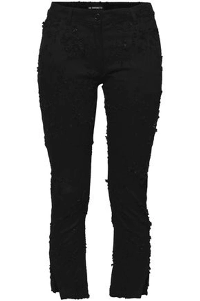 Ann Demeulemeester Woman Cropped Distressed Mid-rise Skinny Jeans Black