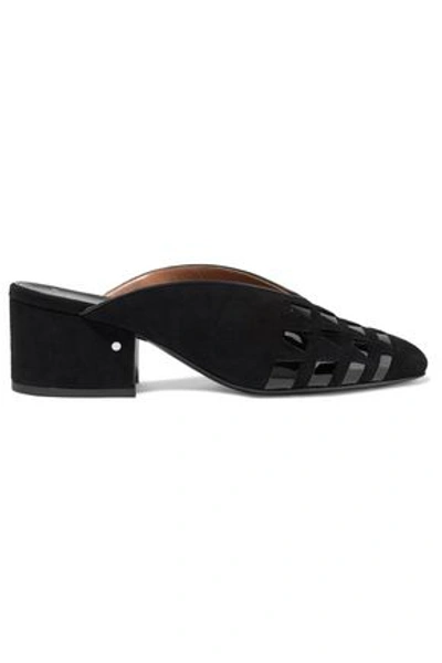 Laurence Dacade Woman Raymond Patent Leather-trimmed Suede Mules Black