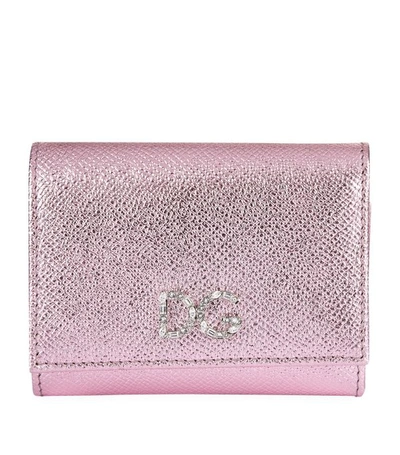 Dolce & Gabbana Leather French Flap Wallet In Rosa Laminato
