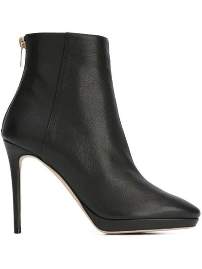 Jimmy Choo Harvey 100 Black Grainy Calf Leather Platform Ankle Boots