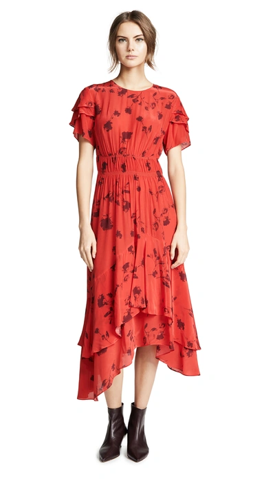 Preen By Thornton Bregazzi Preen Line Esther Dress In Red Flower/black  Stripe | ModeSens
