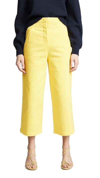 Tibi Demi Crop Jeans In Lemon Yellow