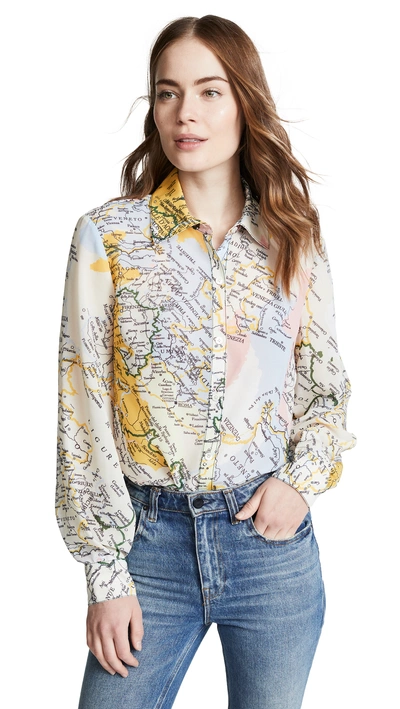 Derek Lam 10 Crosby Button Down Shirt In Cream Multi