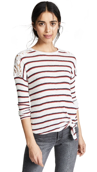 Generation Love Bleecker Striped Top With Lace Shoulder Detail In Multi Stripe