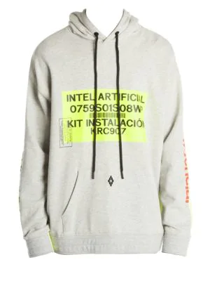 Marcelo Burlon County Of Milan Split Neon Hooded Sweatshirt In Light Grey |  ModeSens