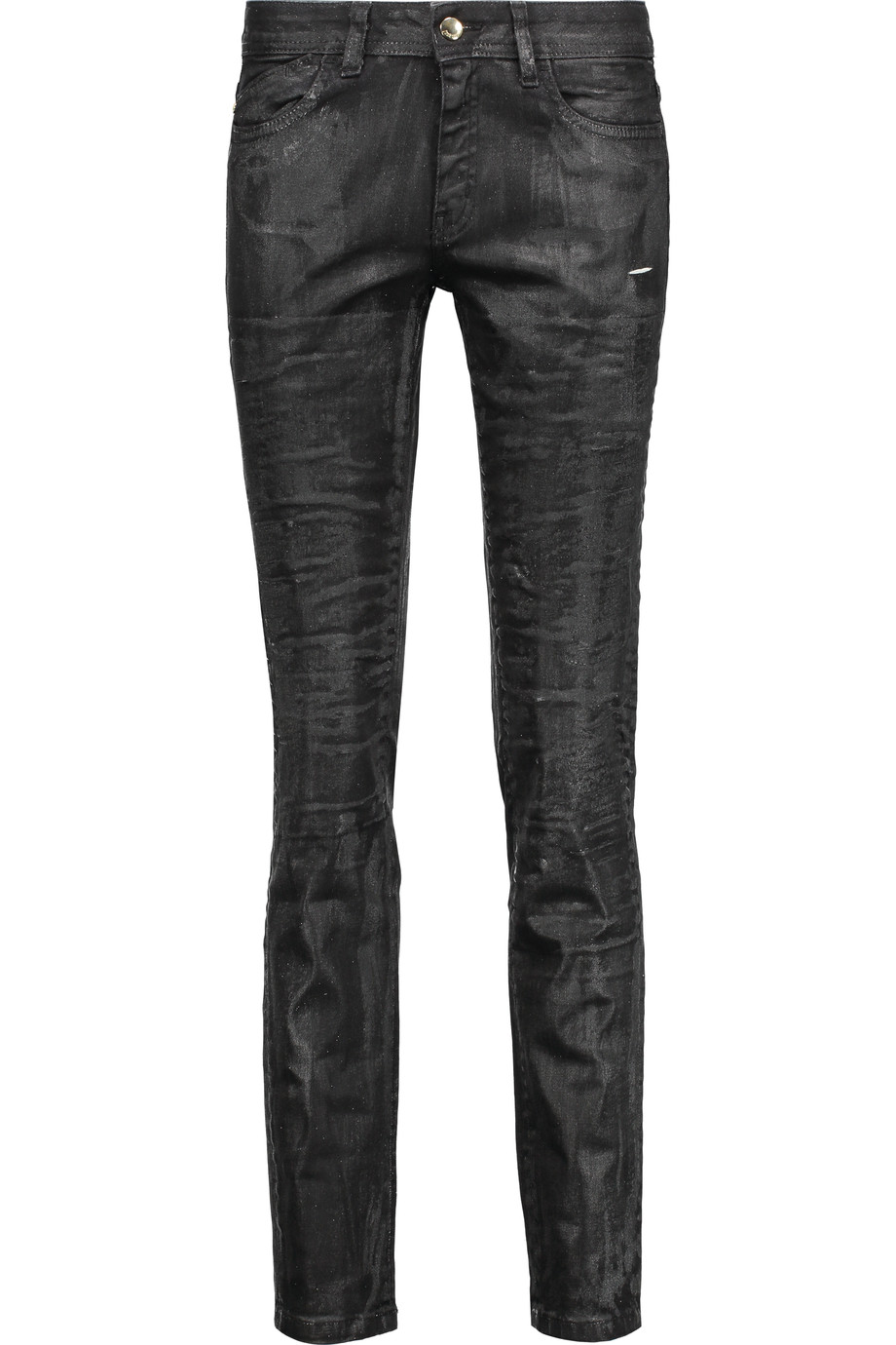 Just Cavalli Mid-rise Coated Glittered Skinny-leg Jeans | ModeSens