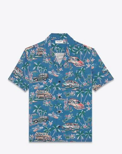Saint Laurent Classic Hawaiian Shirt In Multicolor Hawaiian Palm Printed Viscose