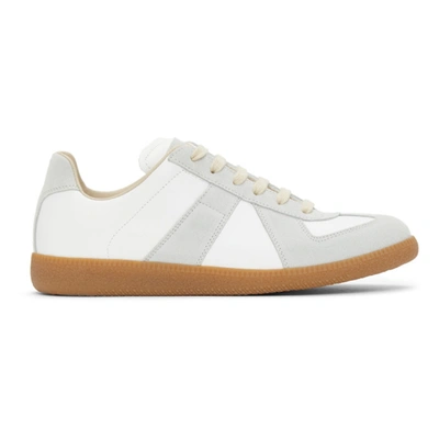 Maison Margiela Replica Leather And Suede Sneakers In White