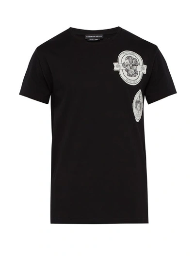 Alexander Mcqueen Skull-patch Cotton T-shirt In Black
