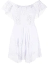 Charo Ruiz Vaiana Crocheted Lace-paneled Cotton-blend Mini Dress In White