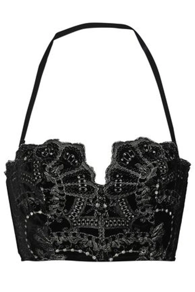 Id Sarrieri I.d. Sarrieri Woman Embroidered Velvet Balconette Bra Black