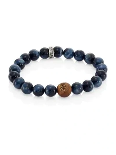 King Baby Studio Men's Tiger's Eye, Agate & Sterling Silver Beaded Bracelet In Gold