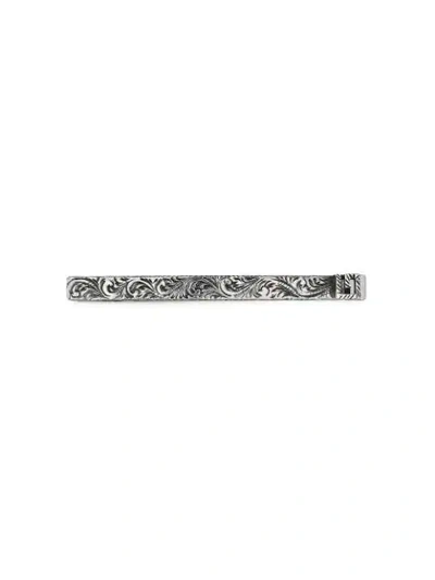 Gucci Tie Bar With Square G In Silver