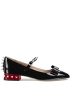 Gucci Patent Leather Ballet Pump With Bow In Black