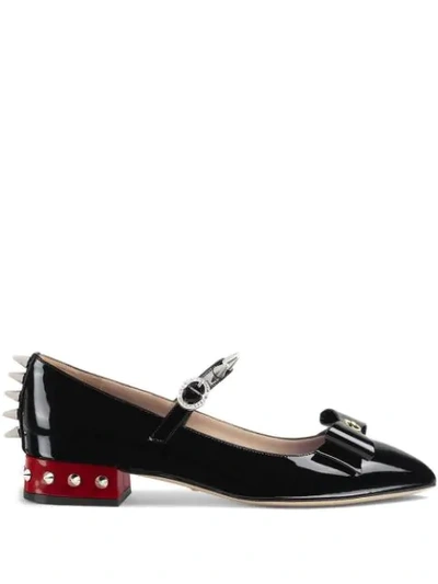 Gucci Patent Leather Ballet Pump With Bow In Black