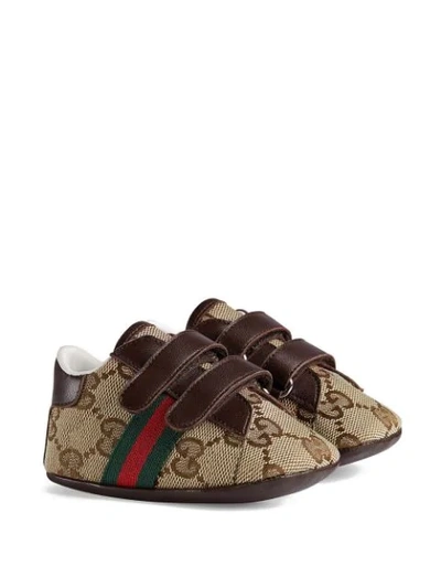 Gucci Kids' Baby Original Gg Sneaker With Web In Beige