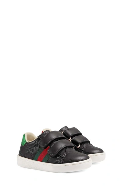 Gucci Baby's & Kid's New Ace Leather Trainers In Black