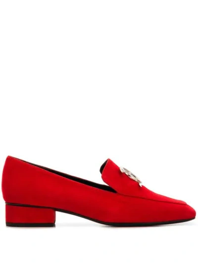 Dorateymur Red Han 23 Snake Brooch Suede Loafers