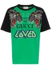 Gucci Over Tiger Head Print Cotton T-shirt In Green