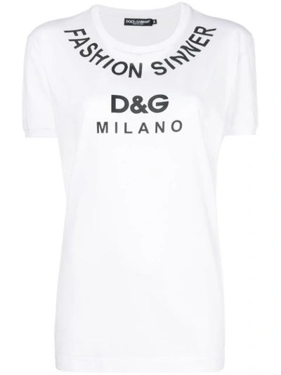 Dolce & Gabbana Dolce And Gabbana White Fashion Sinner T-shirt