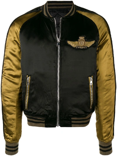 Balmain Satin Teddy Bomber Jacket In Black