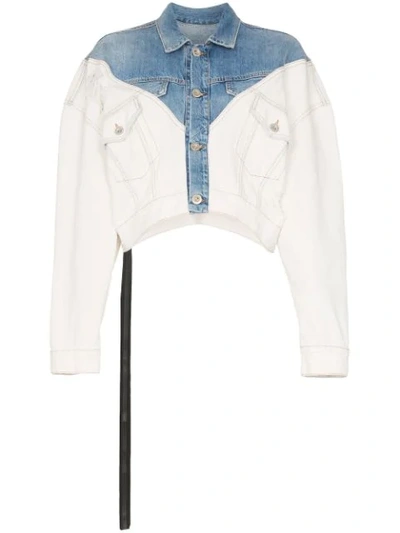 Ben Taverniti Unravel Project Unravel Project Cropped Mixed Denim Jacket In Blue